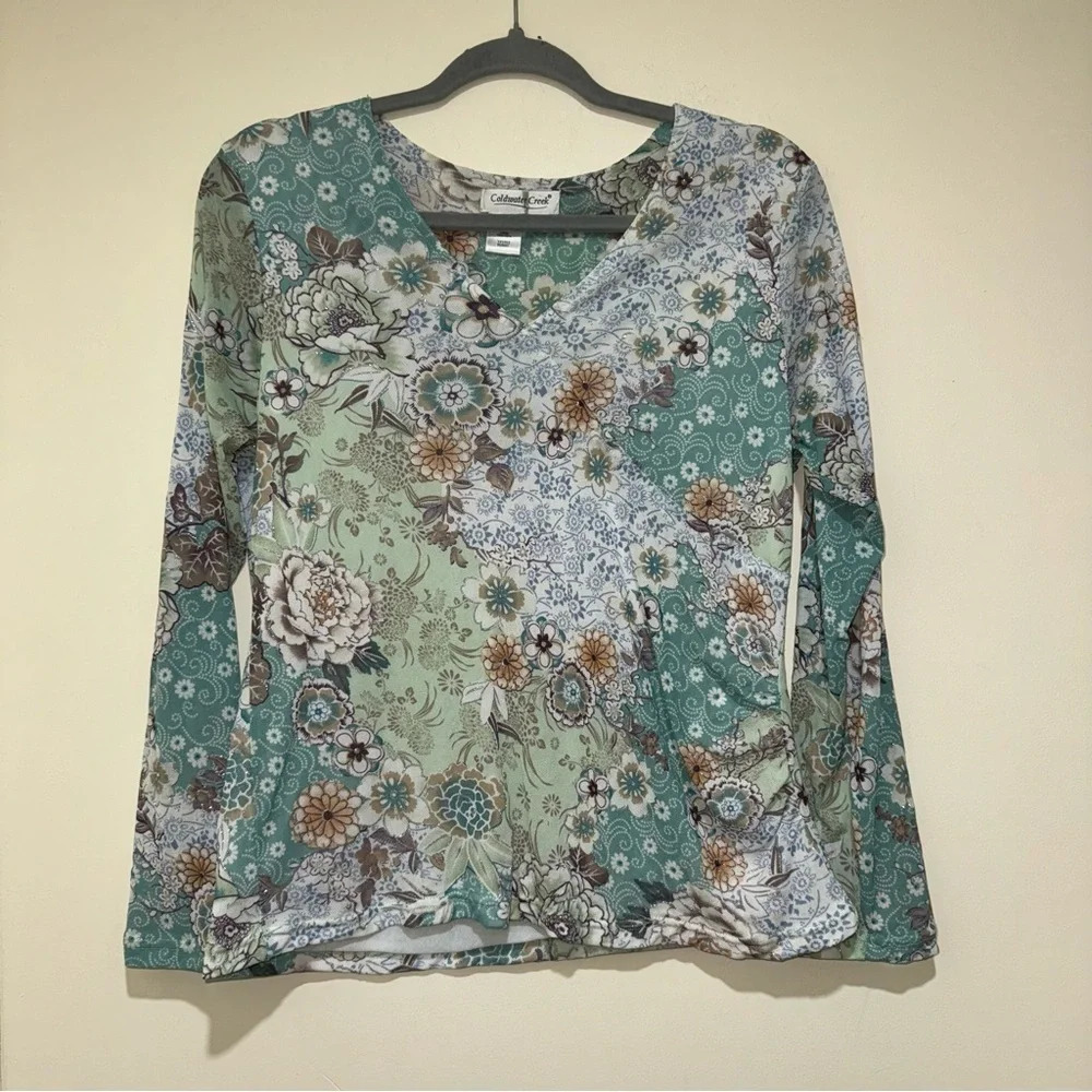 Women’s Vintage Coldwater Creek Y2K Paisley Print  with Glitter Details Top S: M